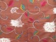 Photo5: 3410T13z580 Antique Japanese Kimono Silk MEISEN KOMON Flower Brown (5)