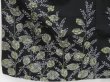 Photo6: 3413T06z950 Vintage Japanese Kimono Silk TSUKESAGE Plants Black (6)