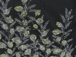 Photo8: 3413T06z950 Vintage Japanese Kimono Silk TSUKESAGE Plants Black (8)