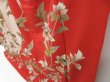 Photo4: 3416T14z890 Vintage Japanese Kimono Silk TSUKESAGE Flower Orange-Red (4)