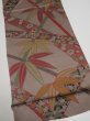 Photo5: 3R02z60  Japanese Kimono Silk  FABRIC Bamboo grass Brown-Gray 43.3x13.8 (5)