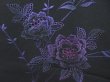 Photo4: 3509T03z570 Vintage Japanese Kimono Silk HAORI Flower Black (4)