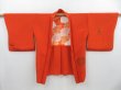 Photo7: 3509T10z540 Vintage Japanese Kimono Silk HAORI Peacock Orangered (7)