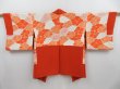 Photo8: 3509T10z540 Vintage Japanese Kimono Silk HAORI Peacock Orangered (8)