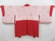 Photo6: 3510T06z540 Vintage Japanese Kimono Silk HAORI Flowers Dark red (6)