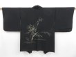 Photo1: 3513T03z520 Vintage Japanese Kimono Silk HAORI Bamboo Black (1)