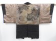 Photo1: 3513T09z700 Vintage Japanese Kimono Silk Men's HAORI Dragon Black (1)