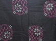 Photo5: 3514T01z640 Vintage Japanese Kimono Silk MEISEN KOMON Flower Black (5)