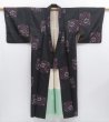 Photo8: 3514T01z640 Vintage Japanese Kimono Silk MEISEN KOMON Flower Black (8)