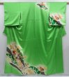 Photo1: 3522T05z890 Vintage Japanese Kimono Silk TSUKESAGE Peony Light green (1)