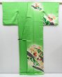 Photo5: 3522T05z890 Vintage Japanese Kimono Silk TSUKESAGE Peony Light green (5)