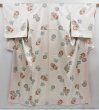 Photo1: 3522T07z770 Vintage Japanese Kimono Silk KOMON Flowers Off-white (1)