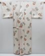 Photo5: 3522T07z770 Vintage Japanese Kimono Silk KOMON Flowers Off-white (5)