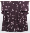 Photo1: 3530T13z920 Vintage Japanese Kimono Silk KOMON  Dark grape (1)