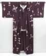 Photo6: 3530T13z920 Vintage Japanese Kimono Silk KOMON  Dark grape (6)