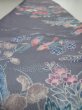 Photo4: 4G08z40  Japanese Kimono Silk  FABRIC Bird Ash purple 55.9x7.1 (4)