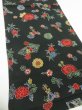 Photo2: 4J02z60  Japanese Kimono Crepe Silk  FABRIC Flowers Dark green 39.4x14.2 (2)