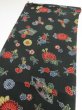 Photo3: 4J02z60  Japanese Kimono Crepe Silk  FABRIC Flowers Dark green 39.4x14.2 (3)