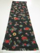 Photo5: 4J02z60  Japanese Kimono Crepe Silk  FABRIC Flowers Dark green 39.4x14.2 (5)