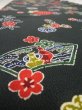 Photo4: 4J03z100  Japanese Kimono Crepe Silk  FABRIC Flowers Dark green 63.0x14.2 (4)