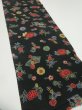 Photo2: 4J06z100  Japanese Kimono Crepe Silk  FABRIC Flowers Dark green 63.0x14.2 (2)