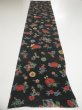 Photo5: 4J06z100  Japanese Kimono Crepe Silk  FABRIC Flowers Dark green 63.0x14.2 (5)