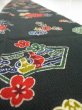 Photo4: 4J08z50  Japanese Kimono Crepe Silk  FABRIC Flowers Dark green 57.5x6.7 (4)