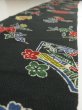 Photo4: 4J09z60  Japanese Kimono Crepe Silk  FABRIC Flowers Dark green 78.0x6.7 (4)