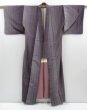 Photo4: 3604T06z800 Vintage Japanese Kimono Silk TSUMUGI  Dark grape (4)