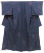 Photo1: 3604T08z780  Japanese Kimono Silk TSUMUGI Bamboo Dark navy (1)