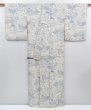 Photo4: 3607T05z970  Japanese Kimono Silk KOMON Flowers Off-white (4)