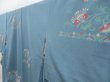 Photo2: 3607T12z950 Vintage Japanese Kimono Silk KOMON Flower Dull sea blue (2)