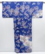 Photo4: 3608T07z910  Japanese Kimono Silk TSUKESAGE Flowers Dark lavender blue (4)