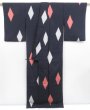 Photo4: 3608T09z630 Vintage Japanese Kimono Silk HITOE OMESHI Dark Navy (4)