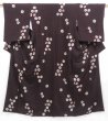 Photo1: 3611T03z740 Vintage Japanese Kimono Silk KOMON Flower Dark brown (1)