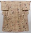 Photo1: 3611T05z750 Vintage Japanese Kimono Silk KOMON Flowers Champagne (1)