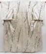 Photo1: 3611T06z1000 Vintage Japanese Kimono Silk KOMON Flowers Off-white (1)