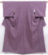 Photo1: 3611T10z910 Vintage Japanese Kimono Silk TSUMUGI  Dull purple (1)