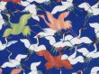 Photo5: 3710T13z690 Vintage Japanese Kimono Silk KOMON Flying crane (5)