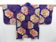 Photo1: 3711T06z400 Antique Japanese Kimono Silk HAORI Flowers Purple (1)