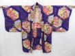 Photo5: 3711T06z400 Antique Japanese Kimono Silk HAORI Flowers Purple (5)