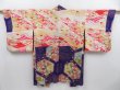 Photo6: 3711T06z400 Antique Japanese Kimono Silk HAORI Flowers Purple (6)