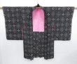 Photo2: 3716T07z510 Vintage Japanese Kimono Silk HAORI Flower Black (2)