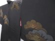 Photo3: 3722T11z590 Vintage Japanese Kimono Silk HAORI Pine Black (3)