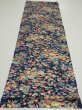 Photo5: 4L01z60  Japanese Kimono Silk  FABRIC Flowers Navy 40.9x14.2 (5)