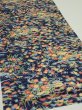 Photo2: 4L02z60  Japanese Kimono Silk  FABRIC Flowers Navy 40.9x14.2 (2)