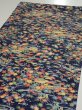 Photo3: 4L02z60  Japanese Kimono Silk  FABRIC Flowers Navy 40.9x14.2 (3)