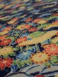 Photo4: 4L02z60  Japanese Kimono Silk  FABRIC Flowers Navy 40.9x14.2 (4)