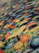 Photo4: 4L07z40  Japanese Kimono Silk  FABRIC Flowers Navy 58.3x7.5 (4)