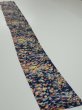 Photo5: 4L07z40  Japanese Kimono Silk  FABRIC Flowers Navy 58.3x7.5 (5)